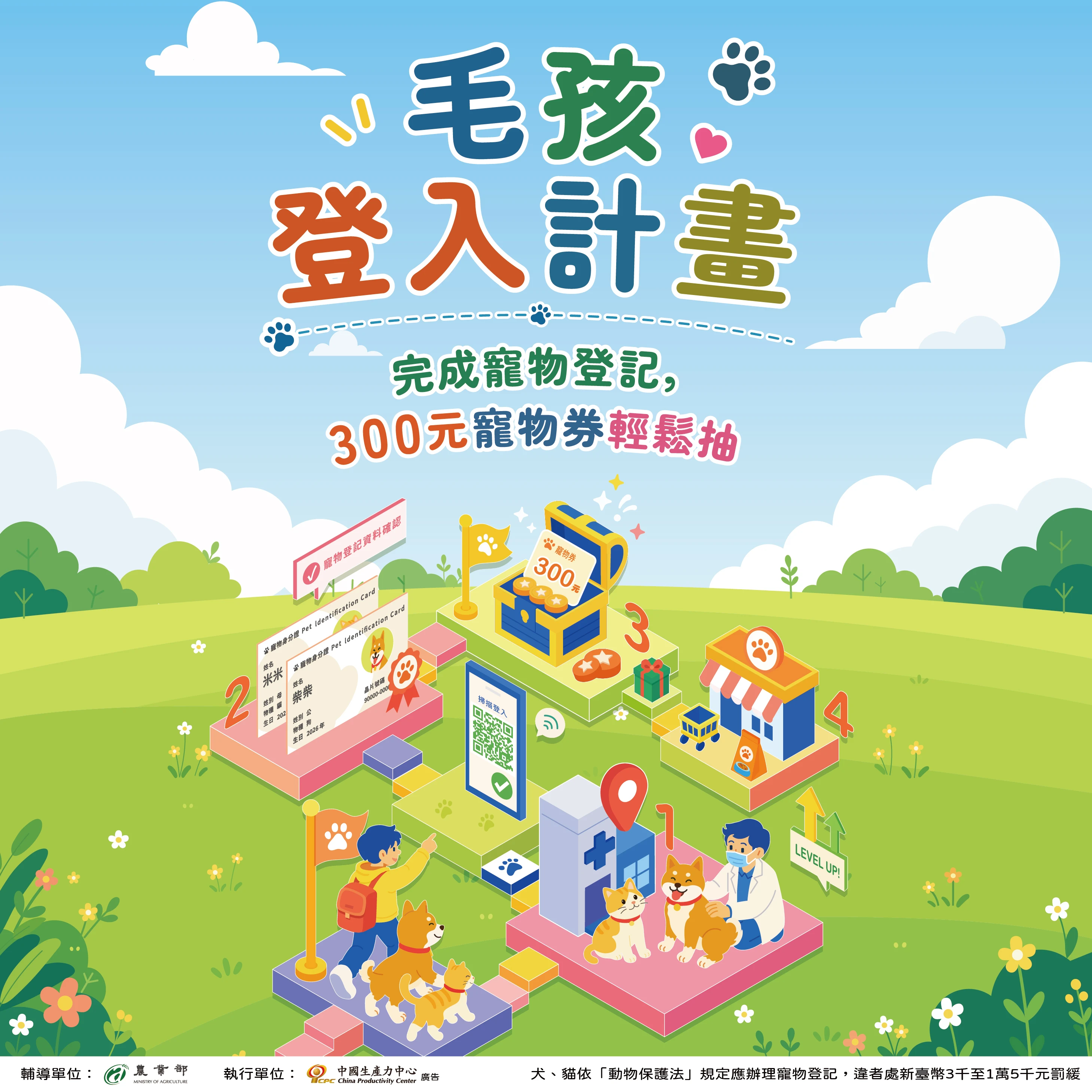 毛孩登入計畫【寵物登記輕鬆抽300元禮券】