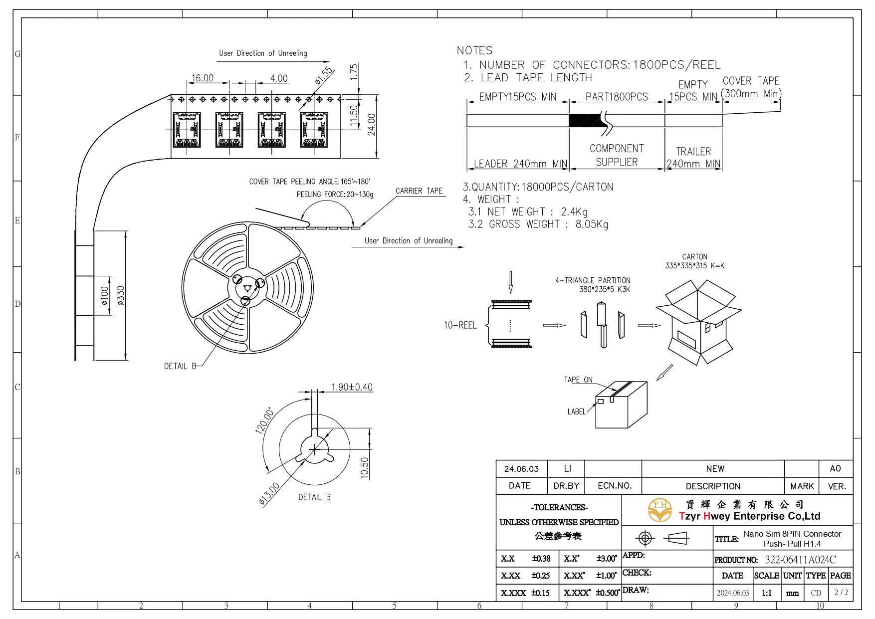 Nano Sim 8PIN Connector  Push- Pull H1.4 