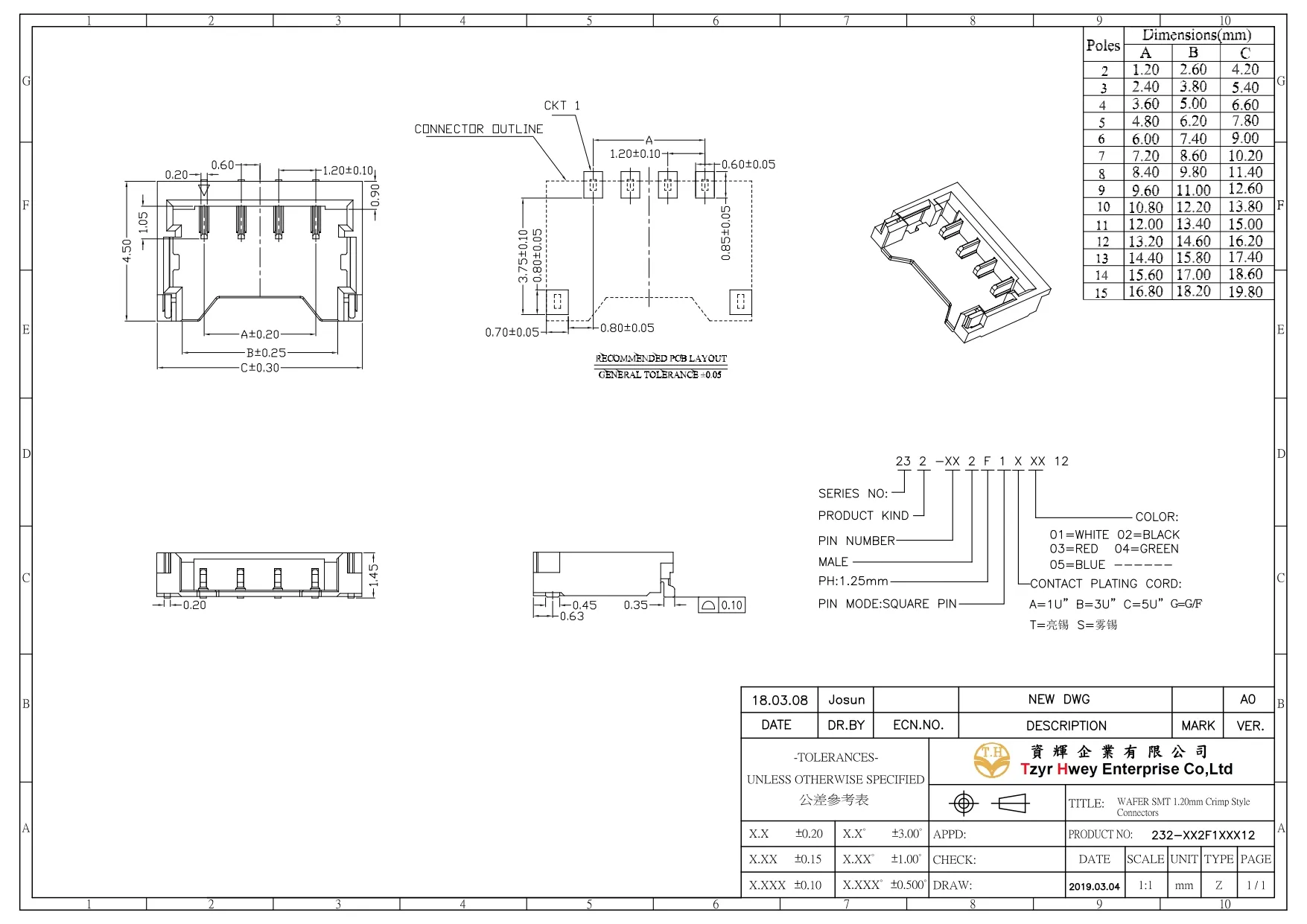WAFER 1.20mm SMT Crimp Style