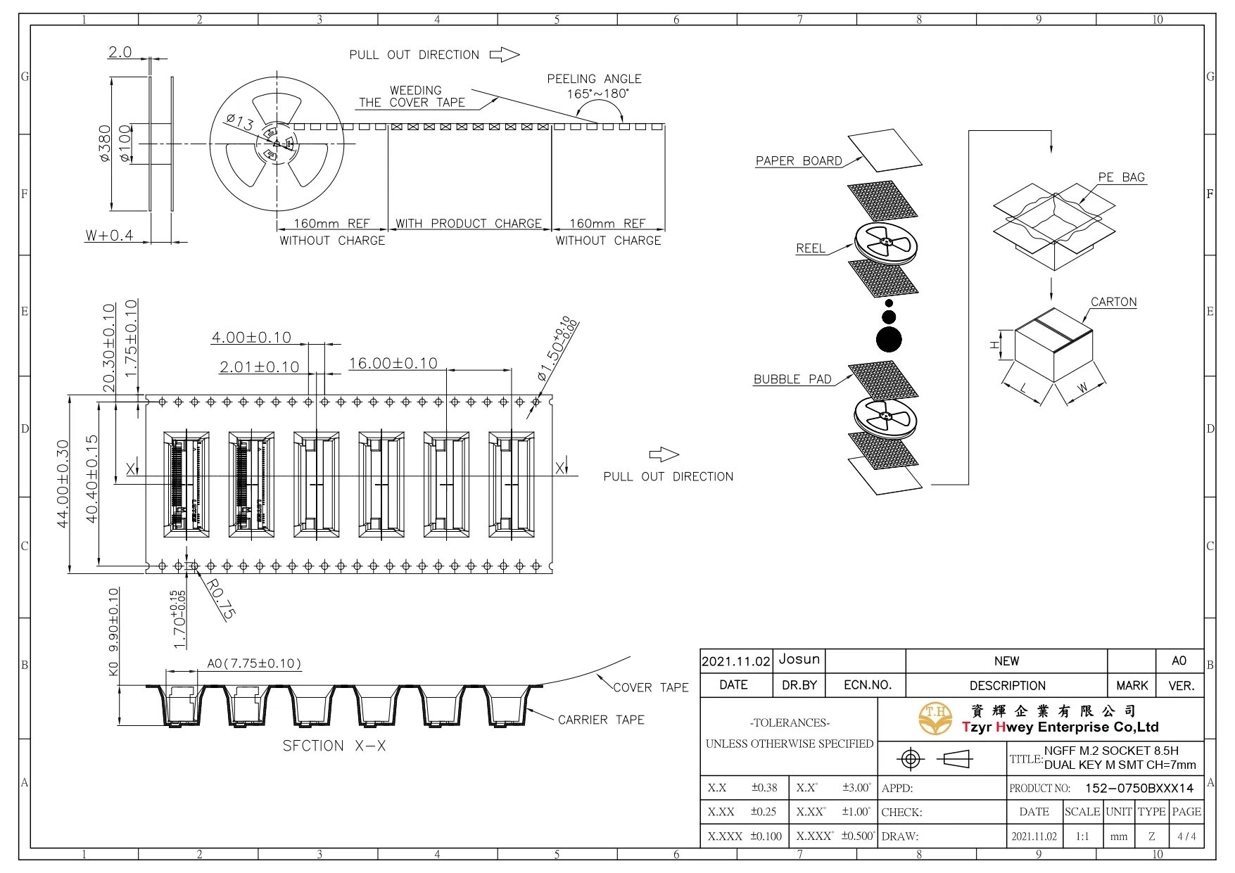 NGFF M.2 SOCKET 8.5H DUAL KEY M SMT CH=7mm