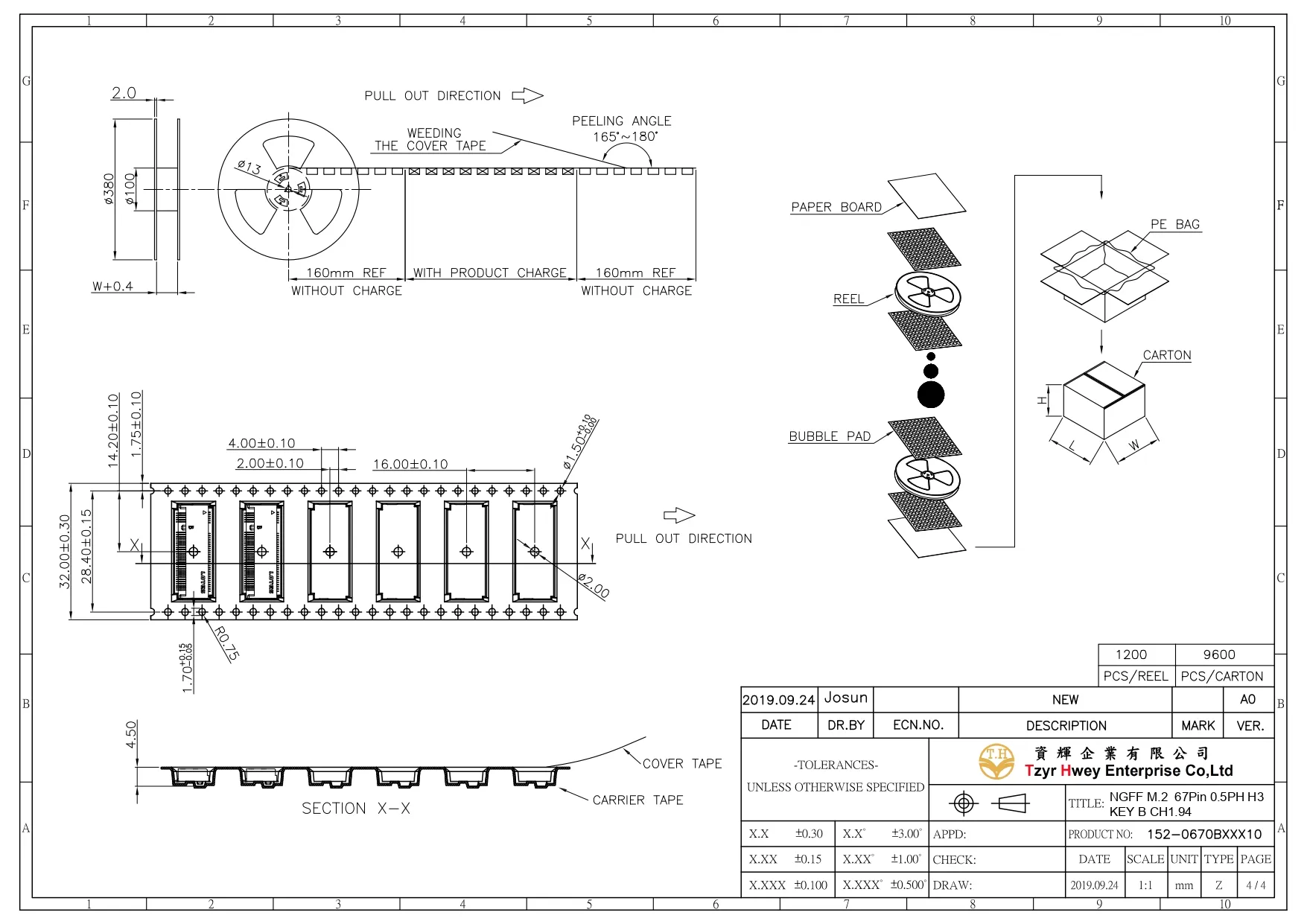 NGFF M.2  67Pin 0.5PH H3 KEY B CH1.94
