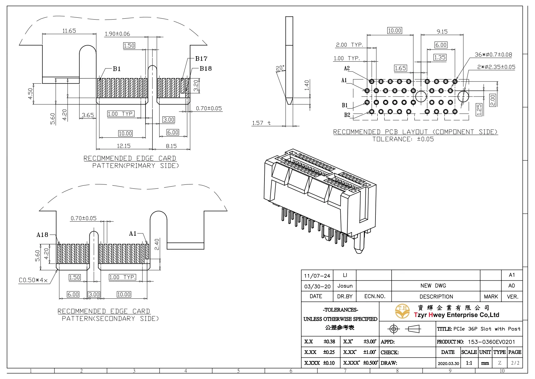  PCIe 36P Slot with Post