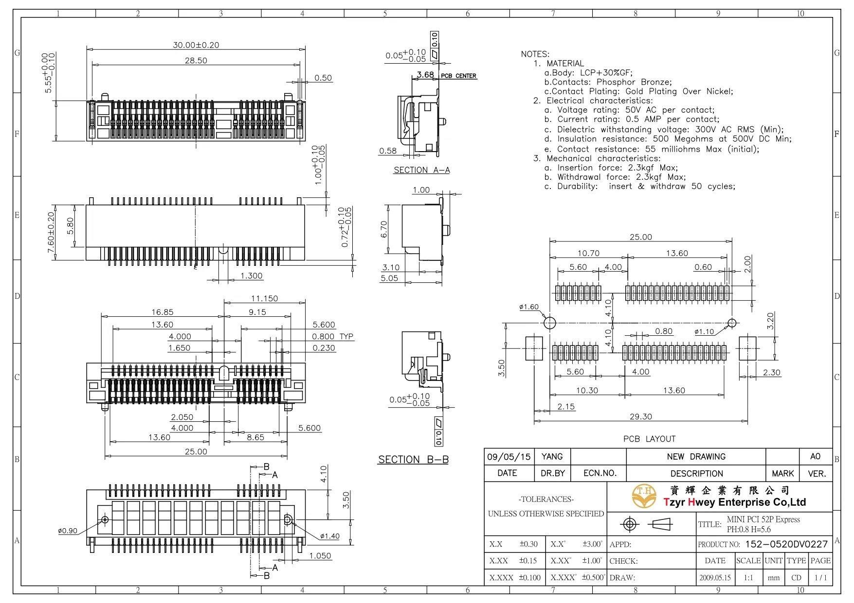 PCIE 5.0 PH1.0 180D  SMT