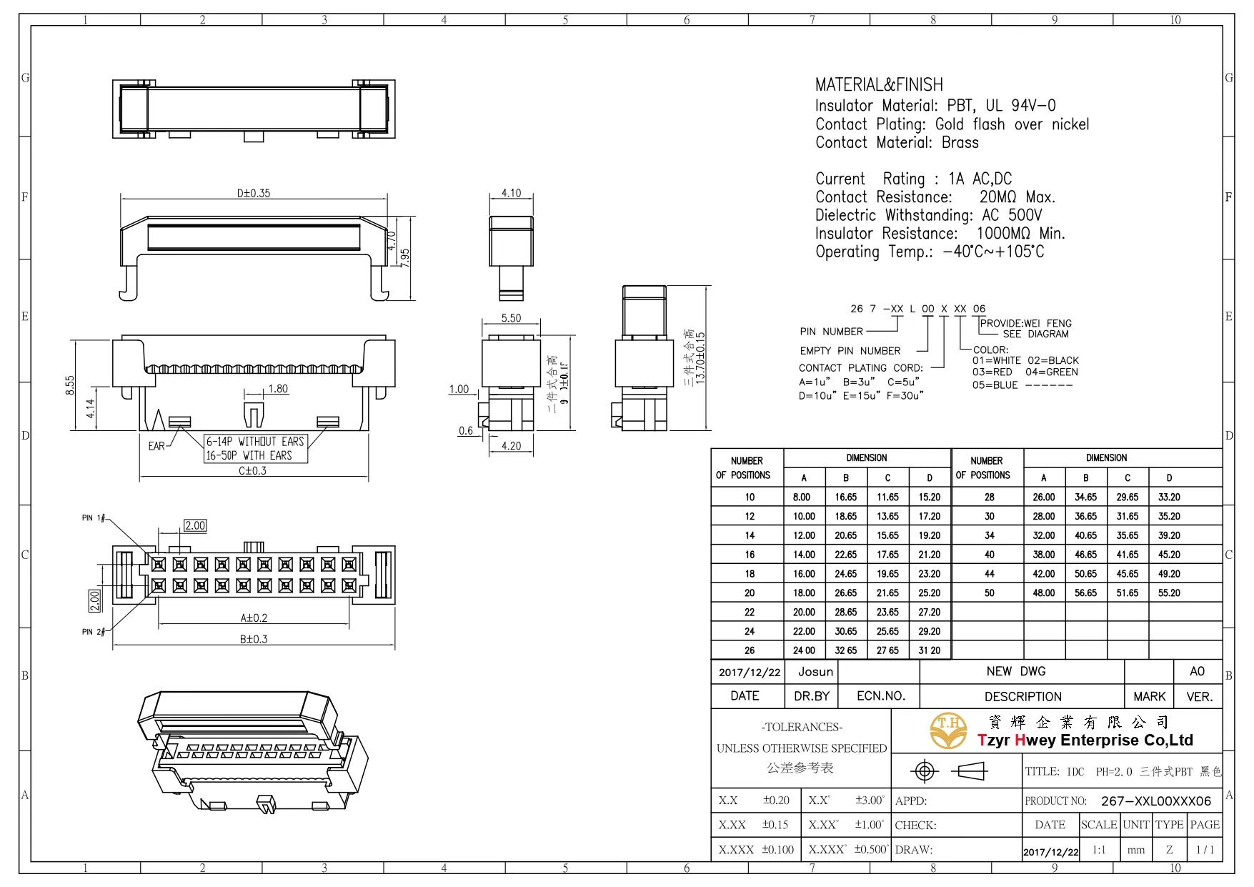 IDC  PH=2.0 三件式PBT 黑色