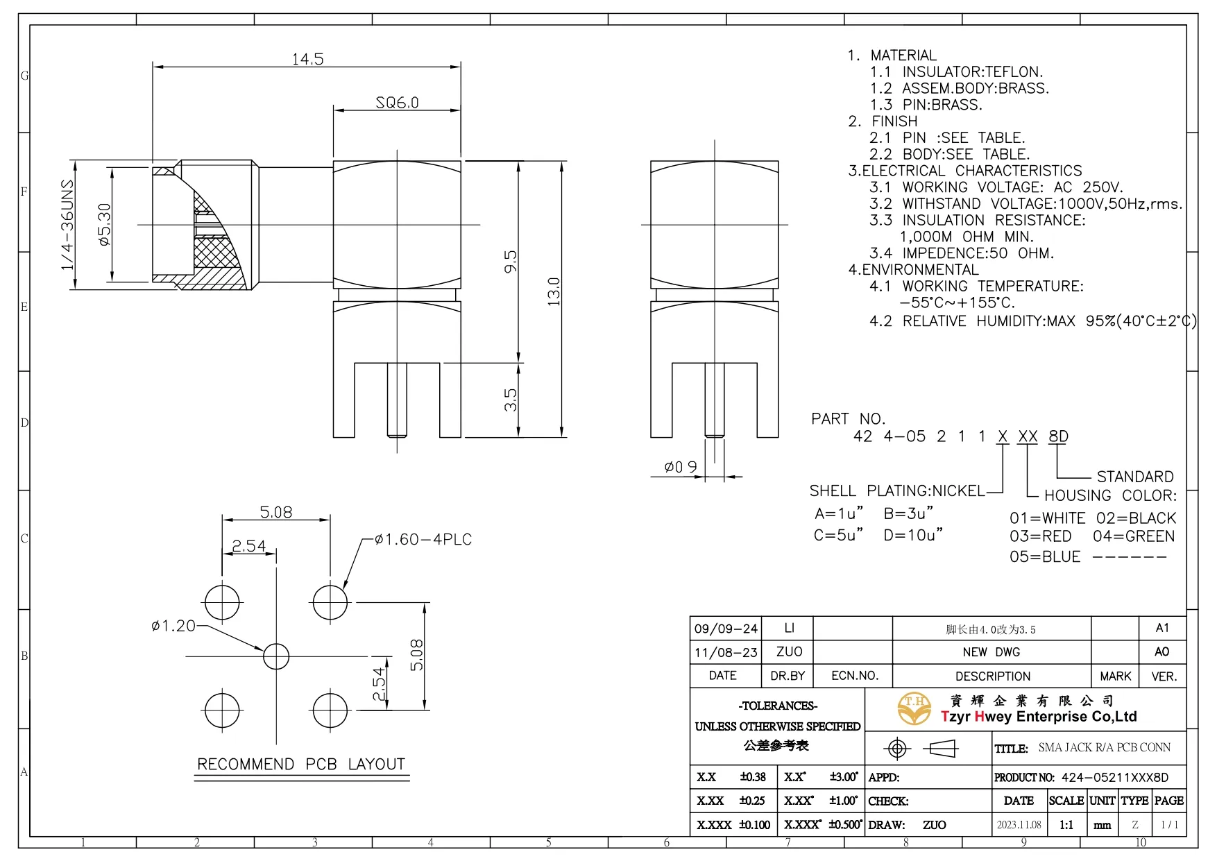 SMA JACK RA PCB CONN