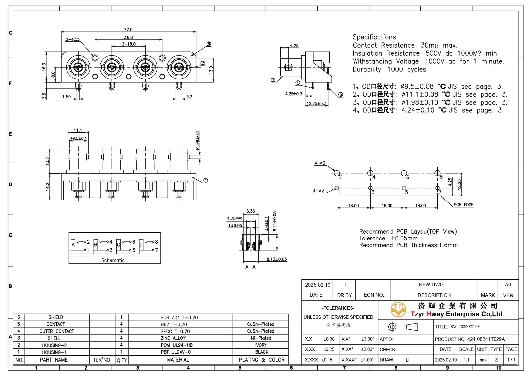 BNC CONNECTOR 1X4