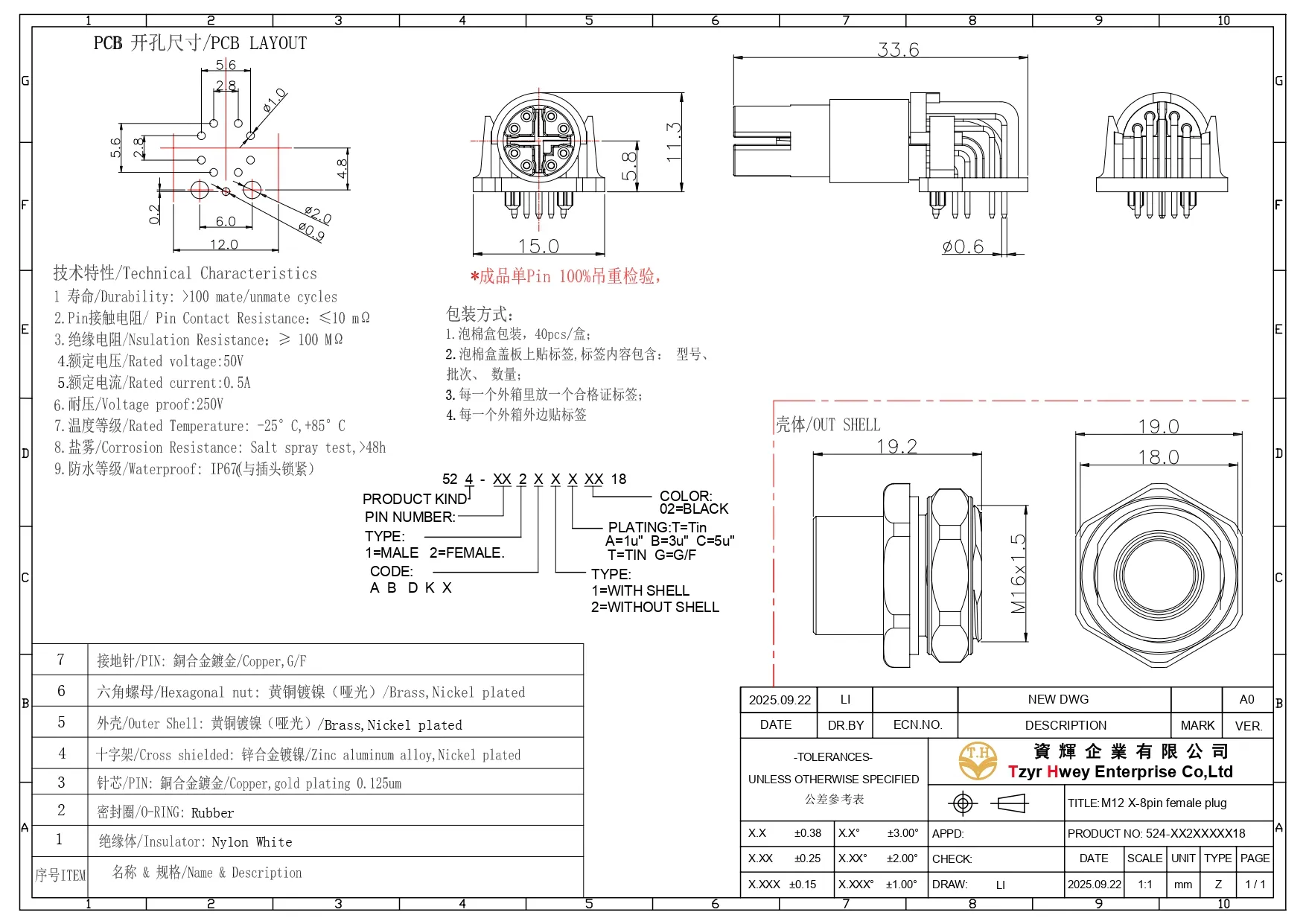  M12 X CODE 8pin Female plug RIGHT ANGLE