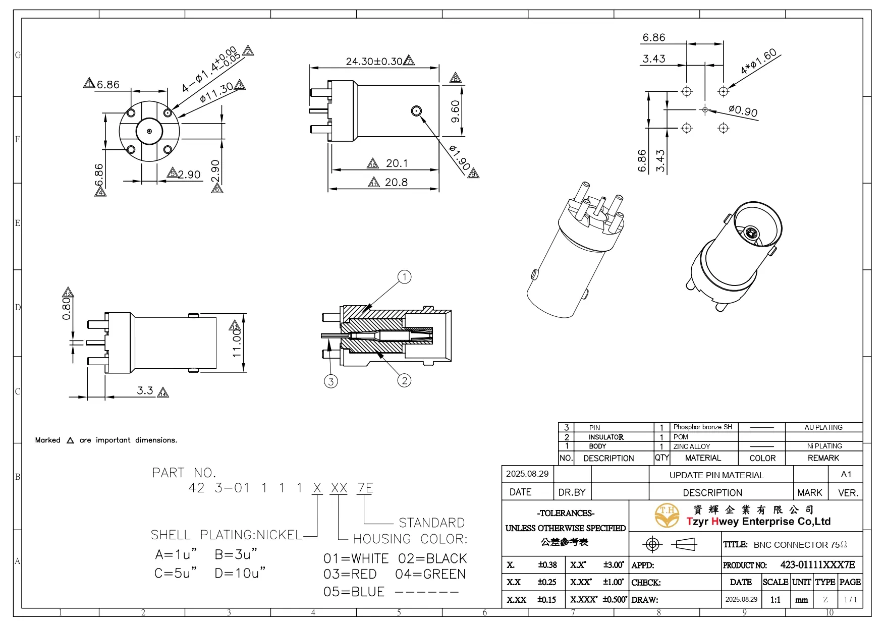  BNC CONNECTOR 75歐姆