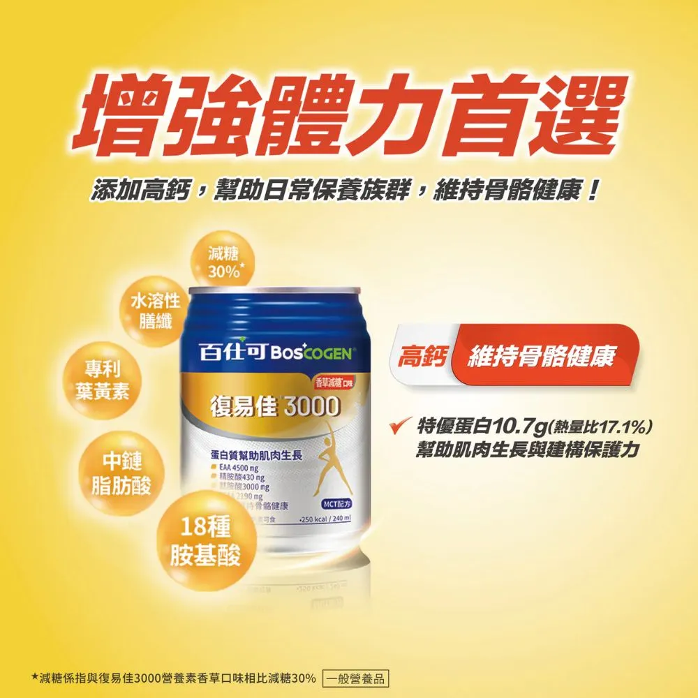 百仕可 復易佳3000 香草減甜 250mlx24罐/箱 加贈精油貼布一包