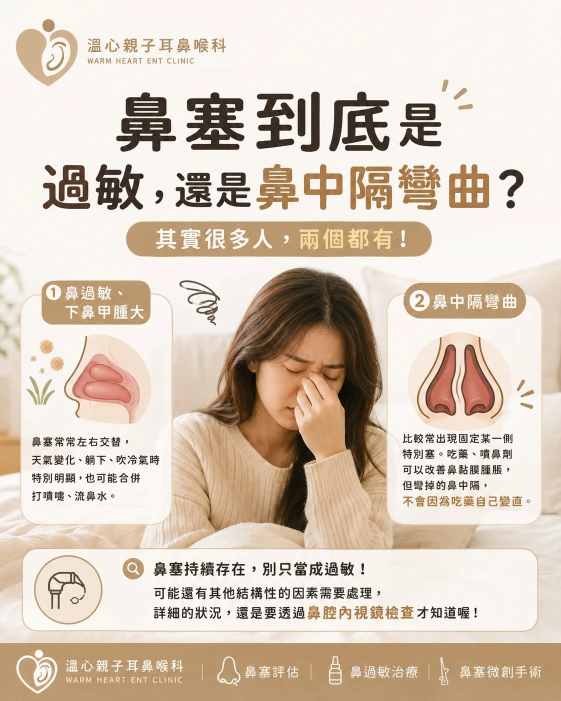 【鼻塞到底是過敏，還是鼻中隔彎曲？】