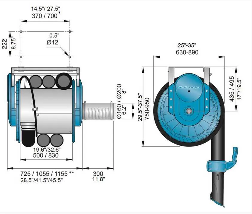 Hosereel 彈簧驅動尾氣盤管器