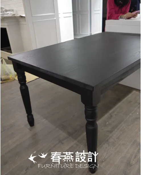 梣木美式古典黑伸縮餐桌 DIT0011