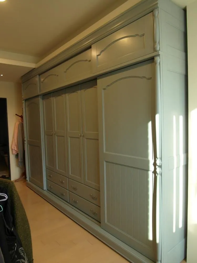 十呎推拉衣櫃+被櫃-灰藍