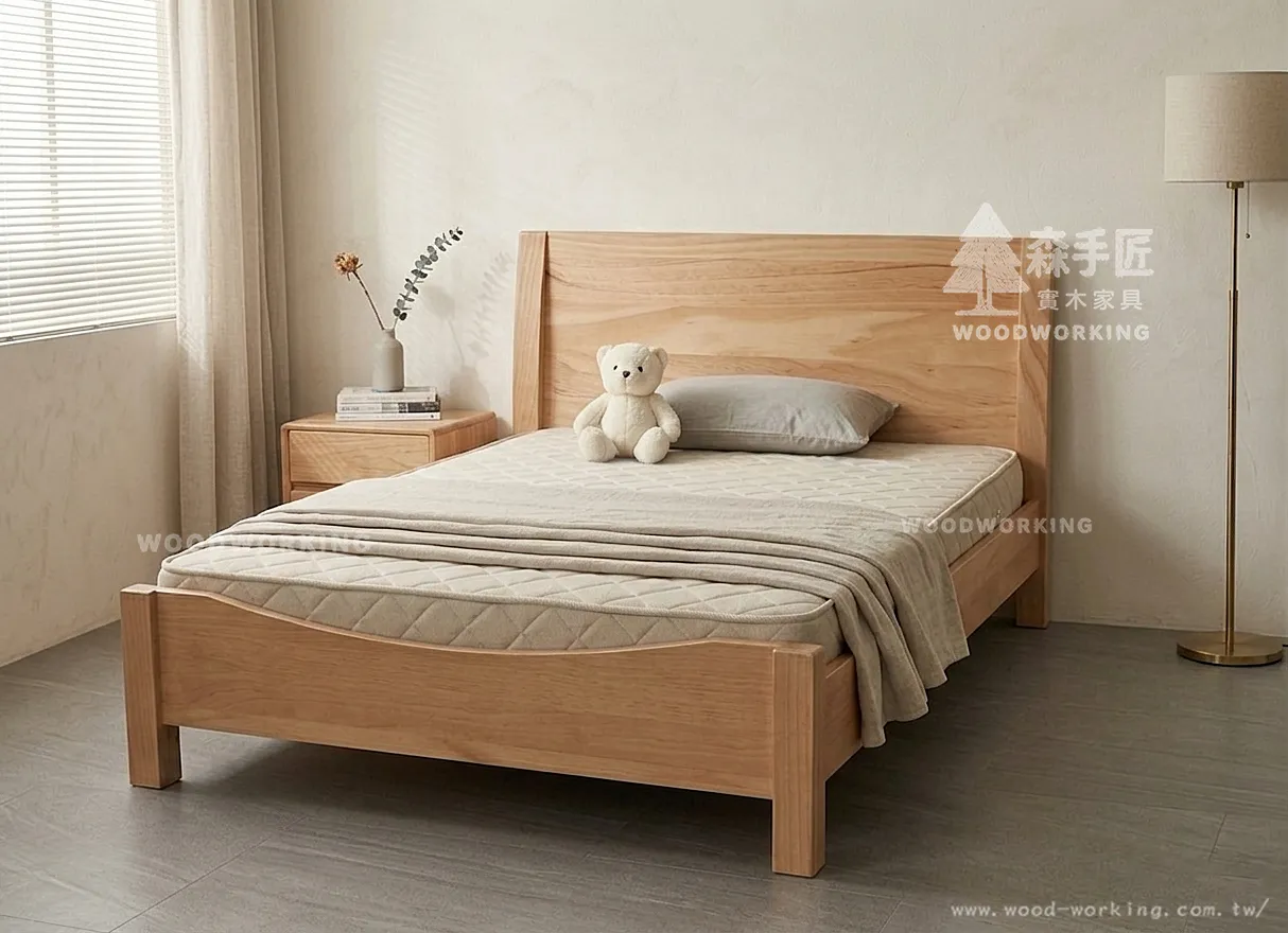 【單人床】現代實木二_曲線床尾_原木-20260325