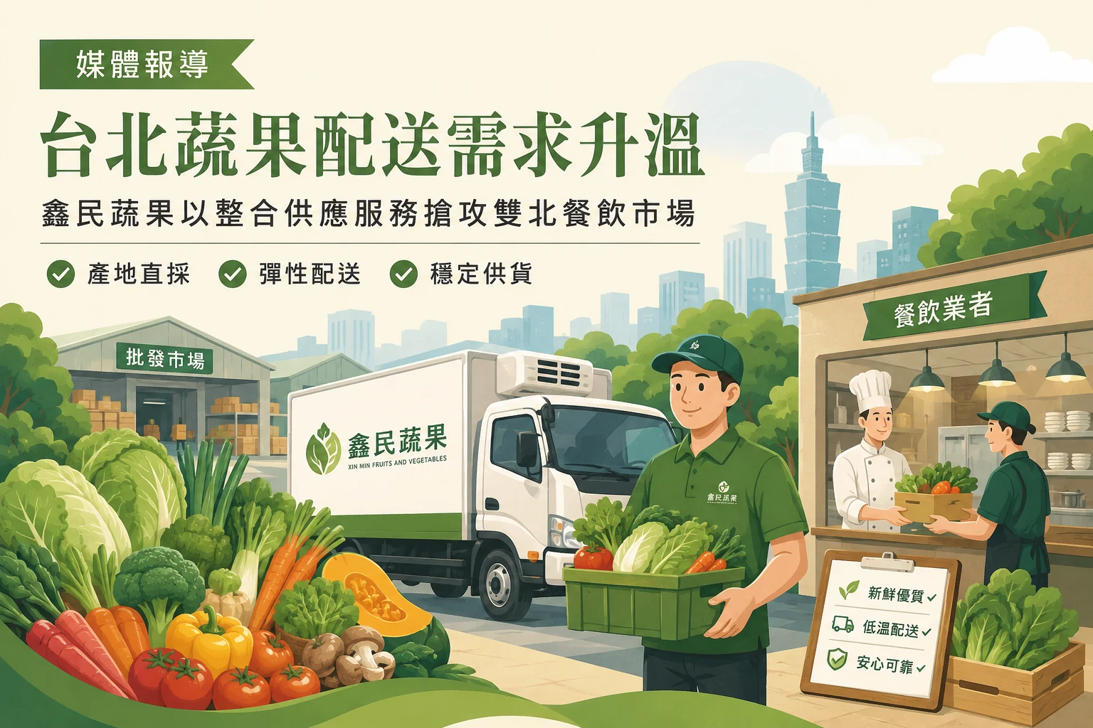 台北蔬果配送需求升溫，鑫民蔬果以整合供應服務搶攻雙北餐飲市場