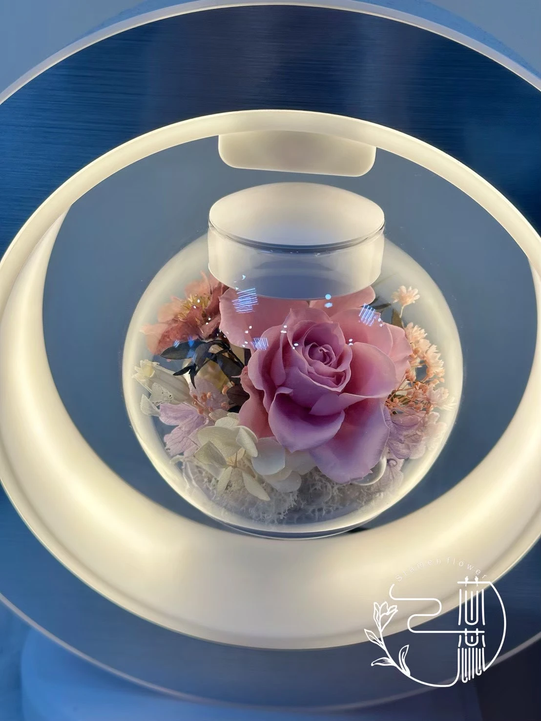 花好月圓/懸浮藍芽音響手機充電檯燈
