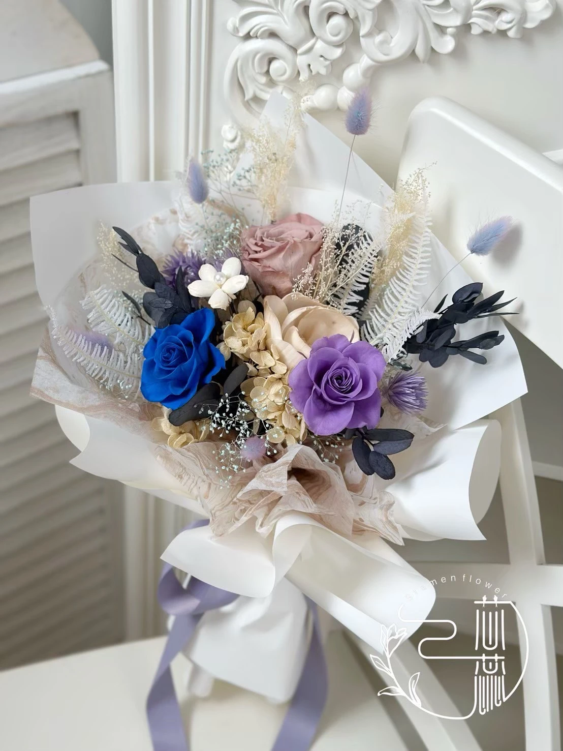 韓式永生+乾燥多層次花束包裝