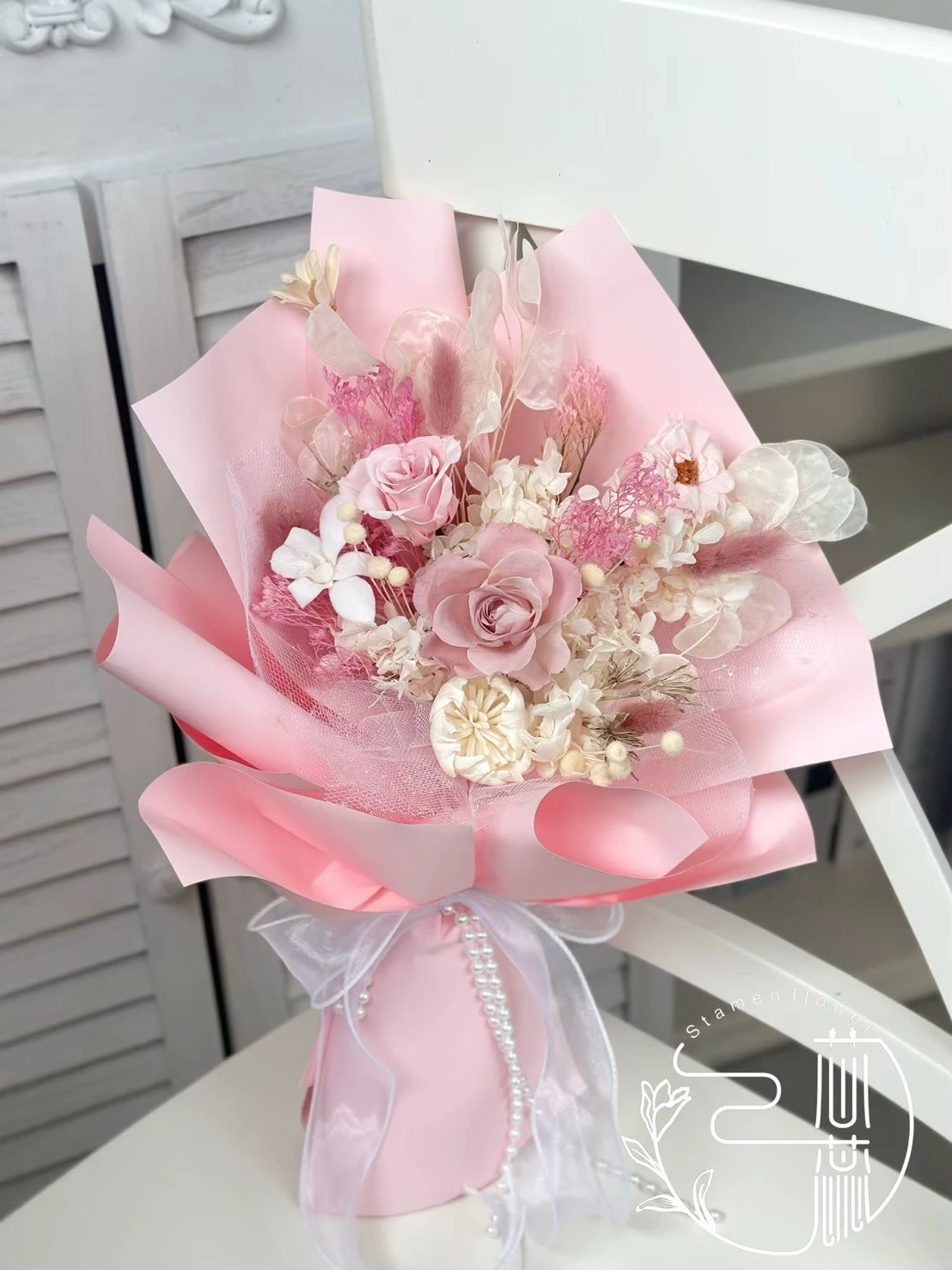 韓式永生+乾燥多層次花束包裝