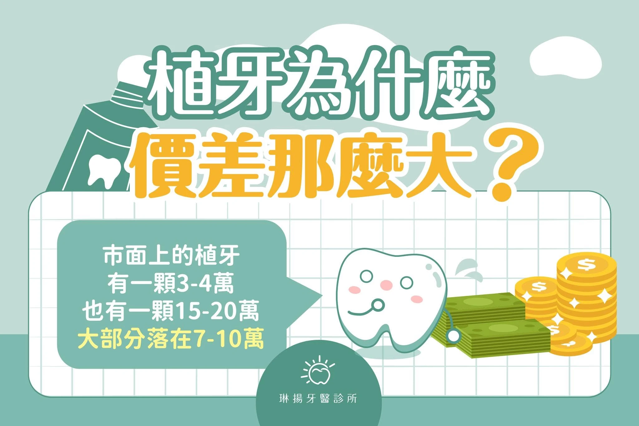 市面上的植牙有一顆3-4萬 也有一顆15-20萬