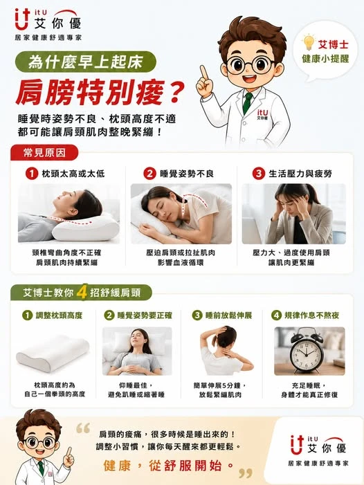 明明睡了 7、8 個小時， 起床卻覺得肩膀比睡前還痠？