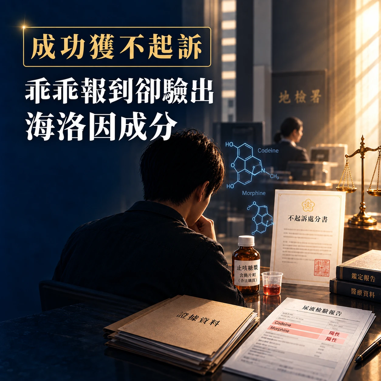 乖乖報到卻驗出海洛因成分｜不起訴！台中刑事律師推薦/西區刑事律師推薦