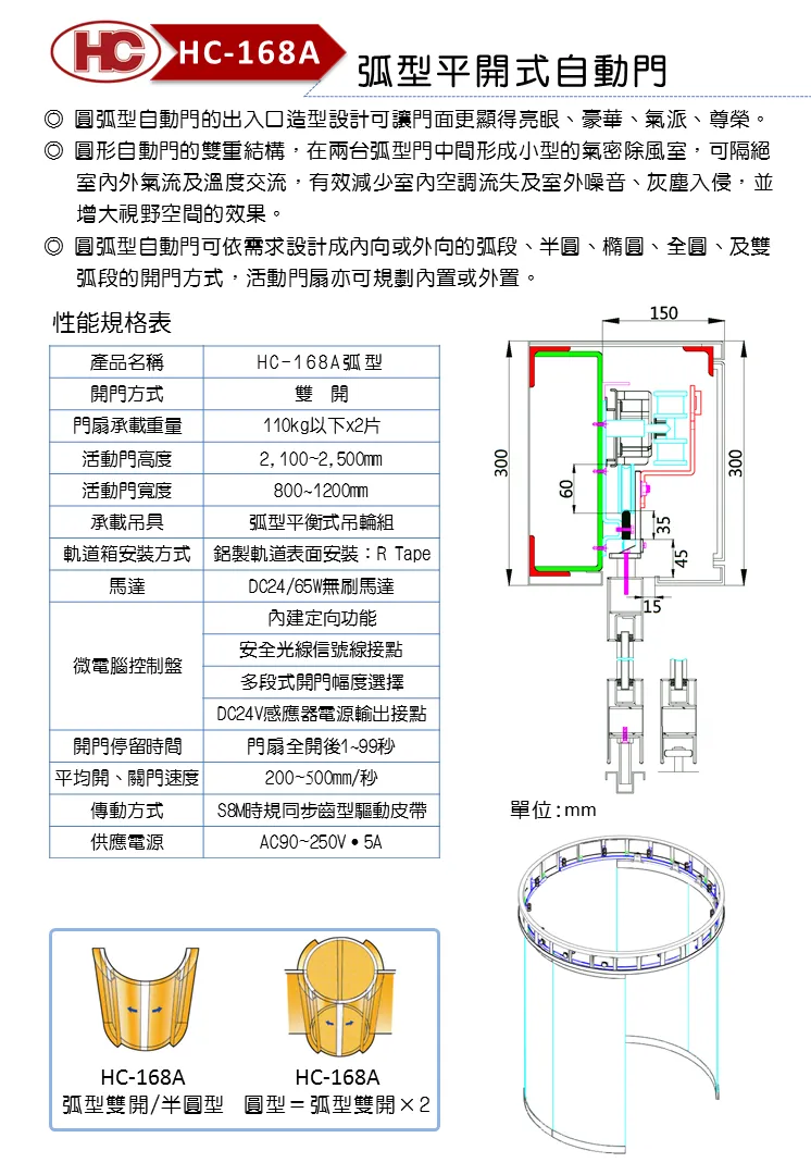 弧形平開式自動門