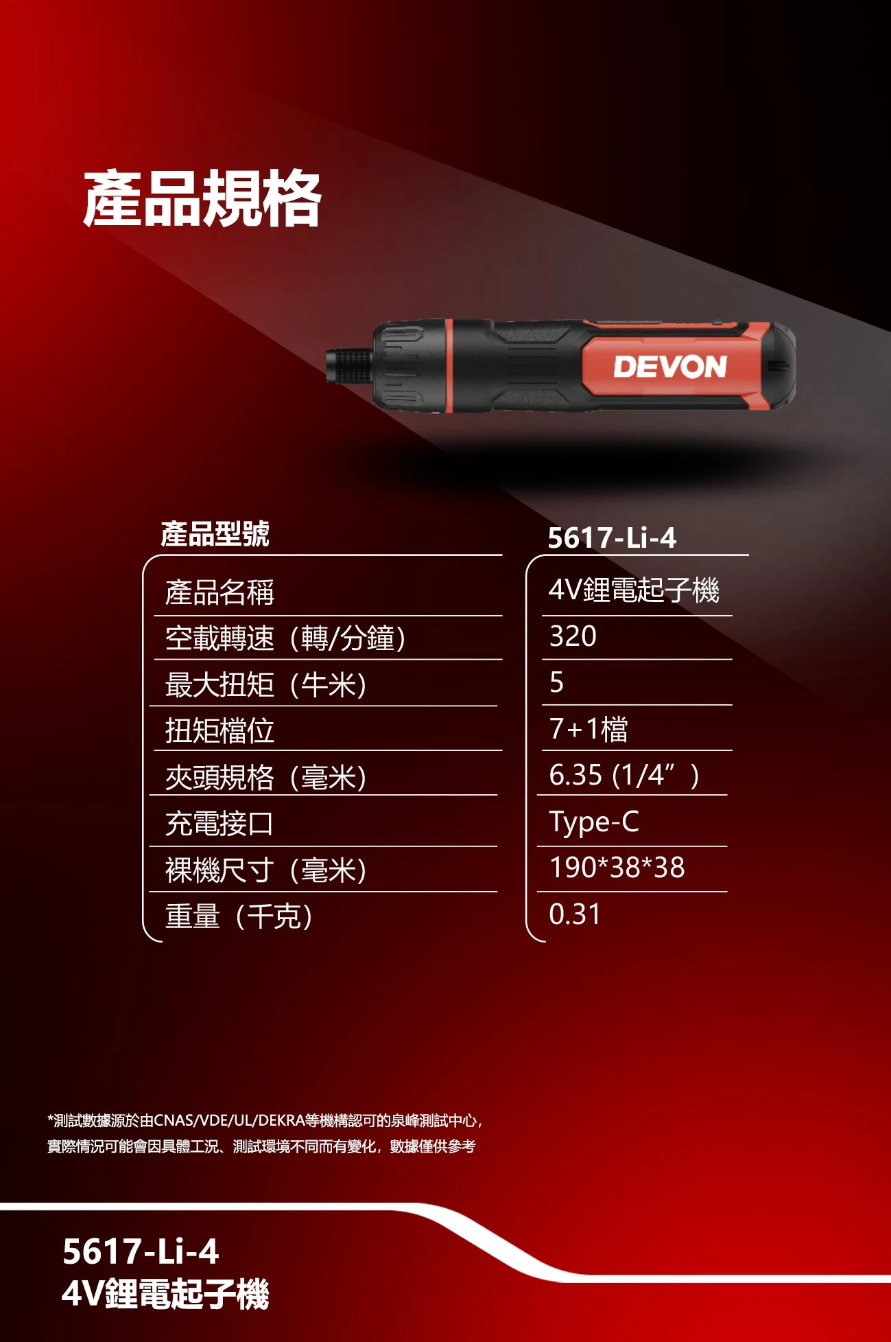 5617-Li-4 4V鋰電起子機