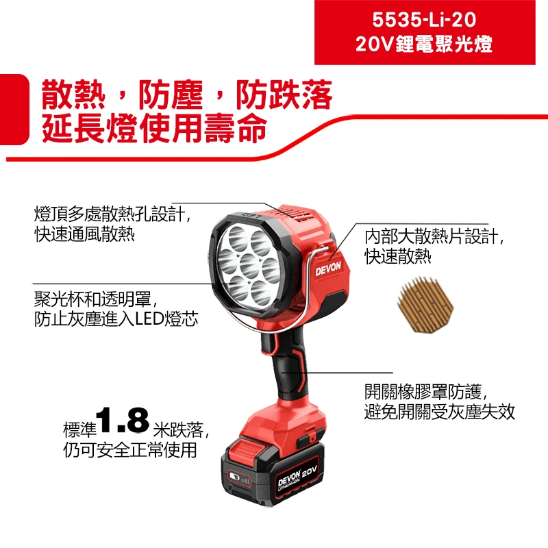 5535-Li-20 20V鋰電聚光燈