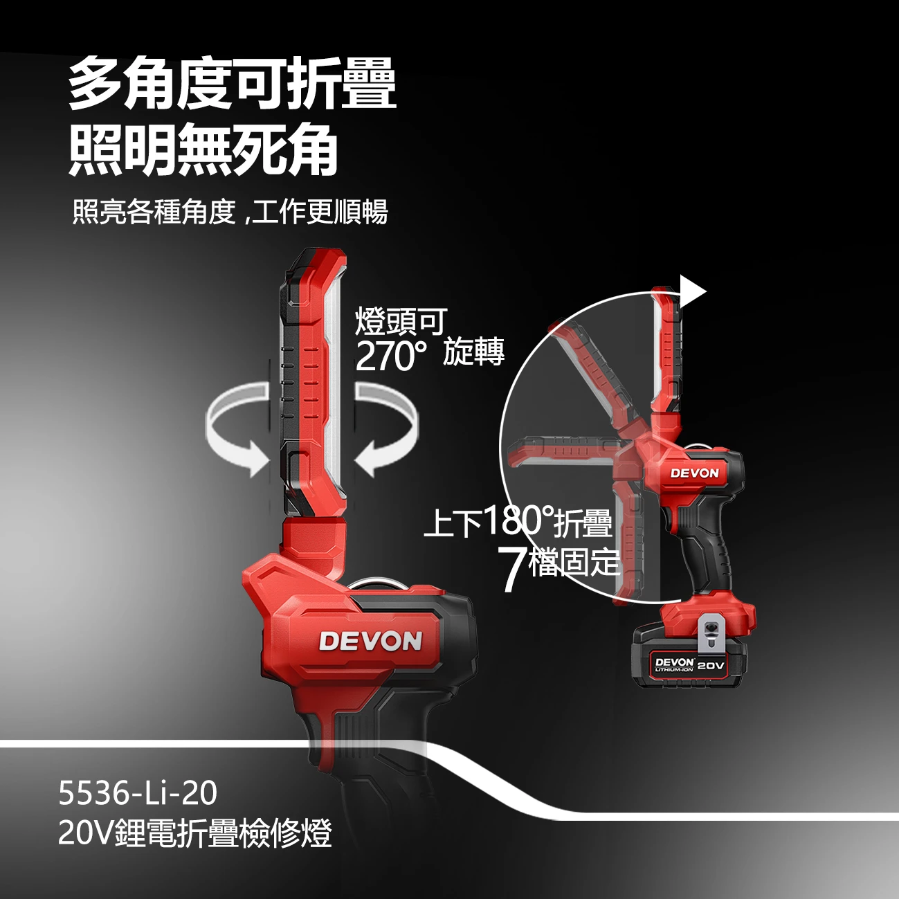 5536-Li-20 20V鋰電折疊工作燈