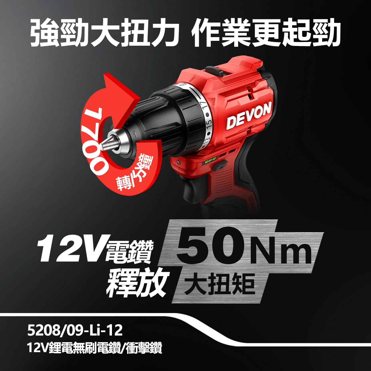 5208/09-Li-12 12V鋰電無刷電鑽/衝擊鑽