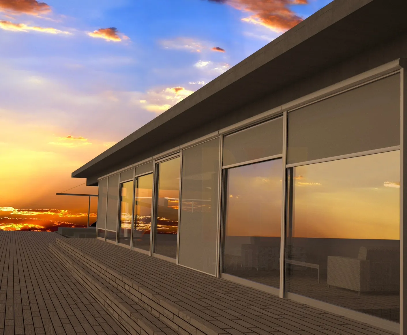 鋁合金電動防風捲簾