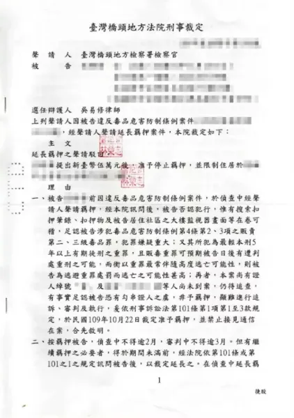 毒品罪-成功交保