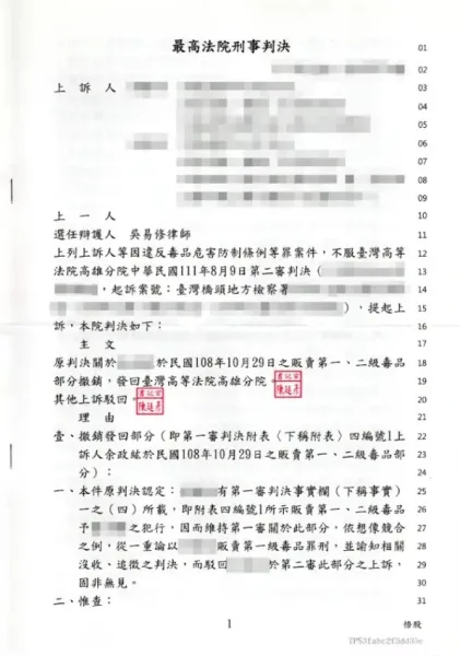 販賣毒品罪-上訴成功