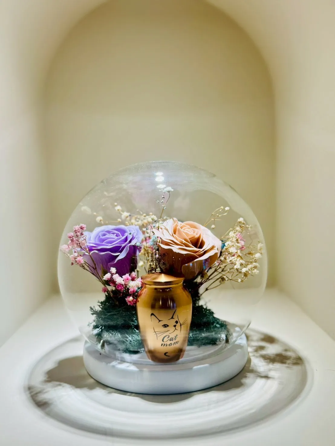 圓形玻璃香皂花3朵(含大骨灰罐)