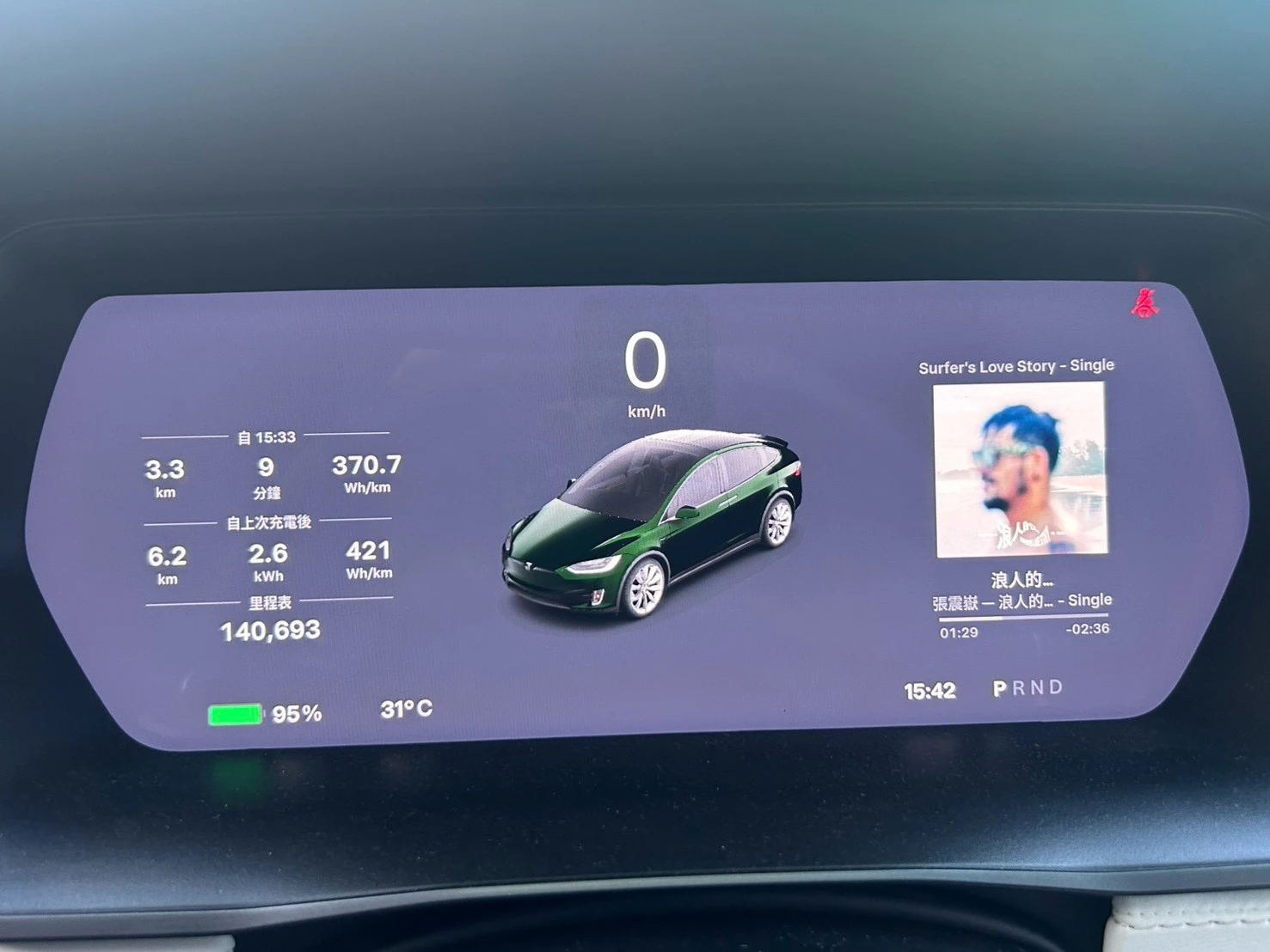 ⚪ 2019 Tesla Model X LR 100D 六人座 綠色(原車藍色)