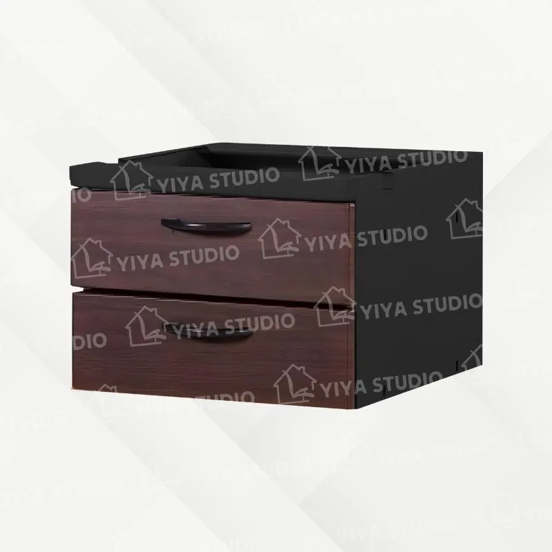 【吊櫃】胡桃木紋基本型-黑-二屜