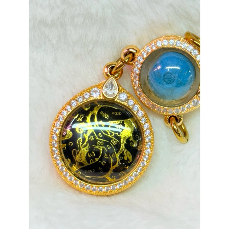 佛牌殼 鈦金滿鑽開合殼25*25mm