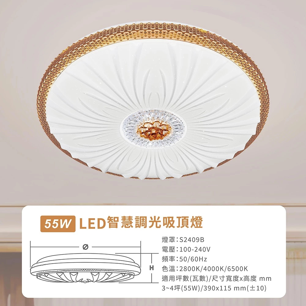 《台中實體門市》 55W LED吸頂燈 智慧遙控調光調色 背光小夜燈 多段調節吸頂燈 電燈 多功能 原廠保固