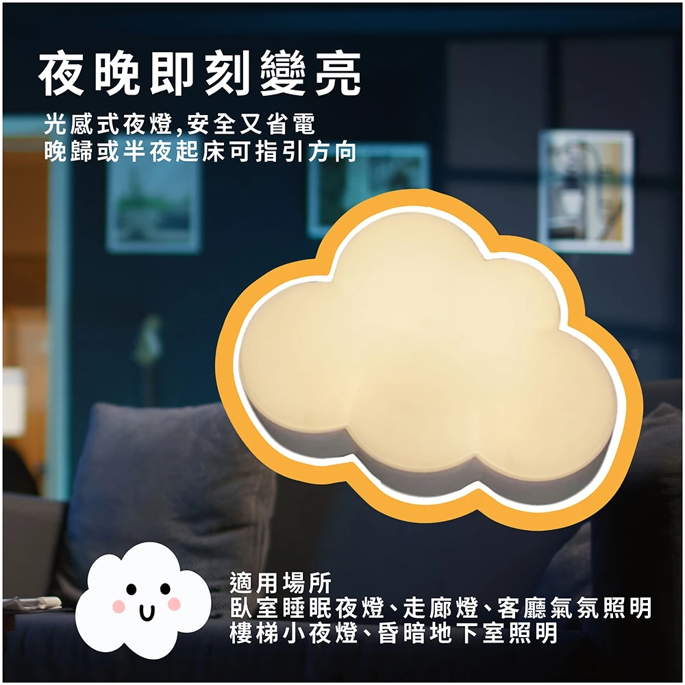 《台中實體門市》朵朵光感小夜燈/LED/黃光/壁插式/光感自動亮