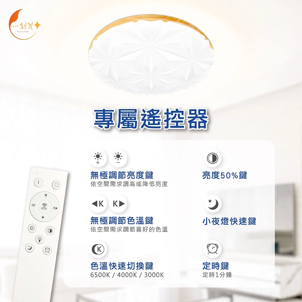 《台中實體門市》快速出貨 保固2年 LED遙控調光吸頂燈 65W 調光調色 小夜燈模式 多段調節吸頂燈 四段壁切 燈飾