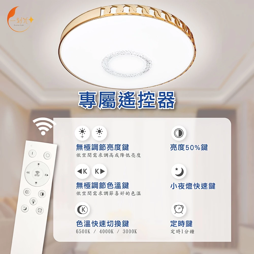 《台中實體門市》原廠保固2年 LED無極調光吸頂燈 65W 智慧遙控調光調色 小夜燈 多段調節吸頂燈 四段壁切 電燈