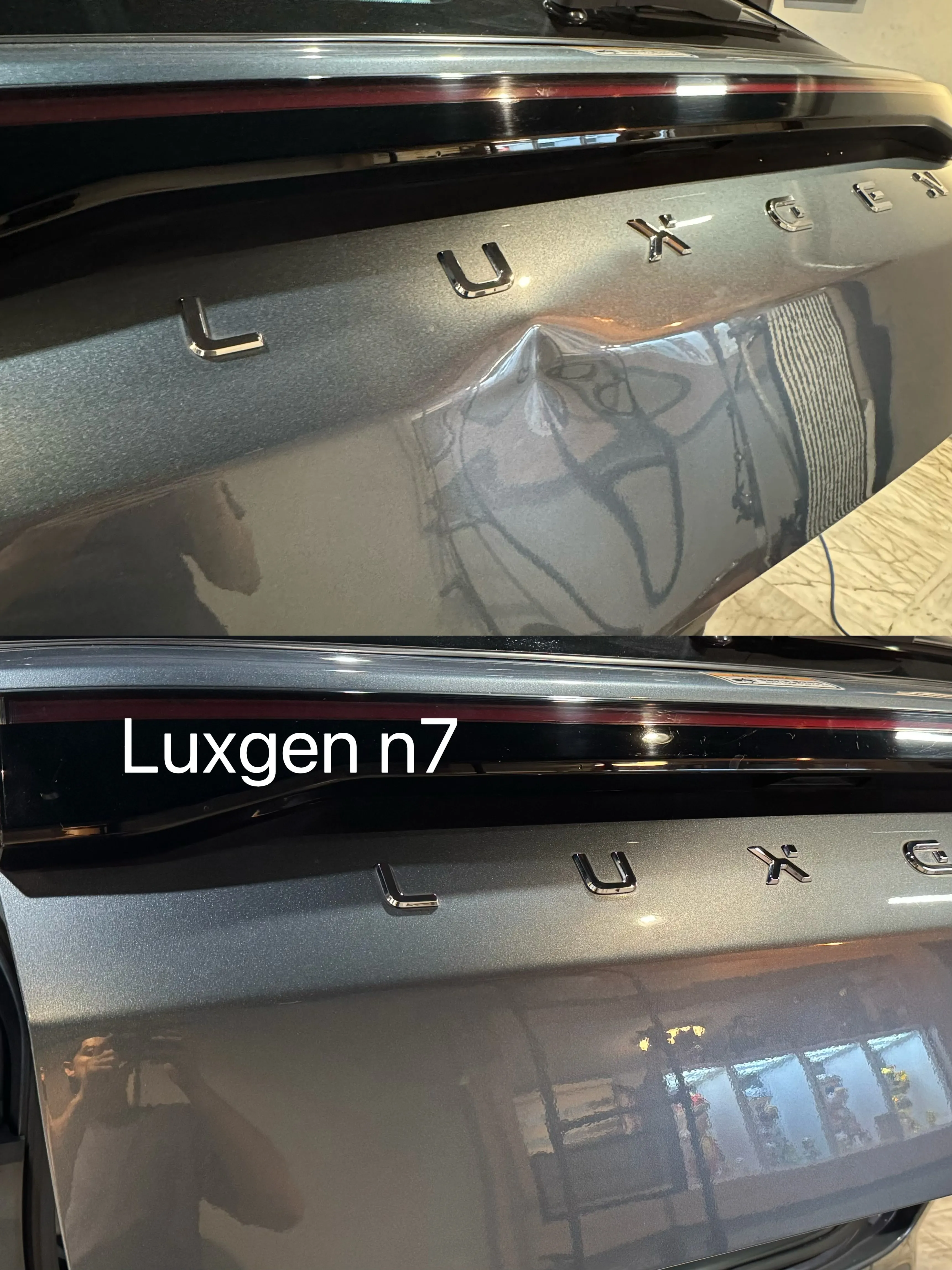 Luxgen n7 後行李箱大面積凹痕