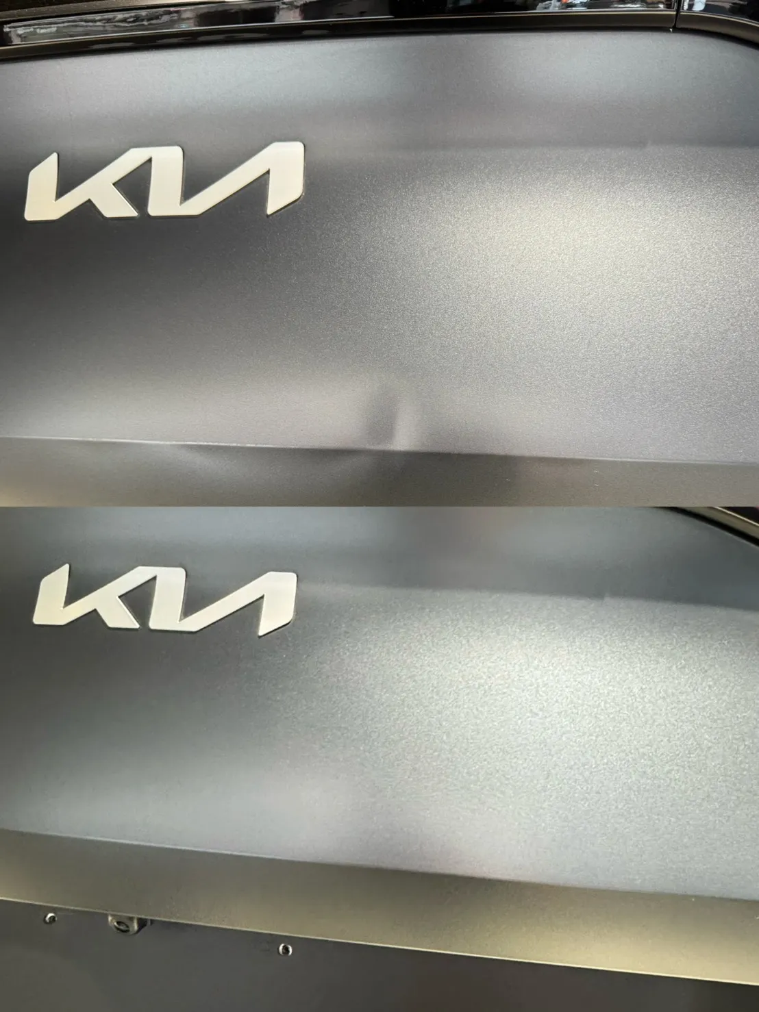 Kia sportage 後行李箱大面積折線凹痕｜台北汽車凹痕修復｜大面積凹痕修復