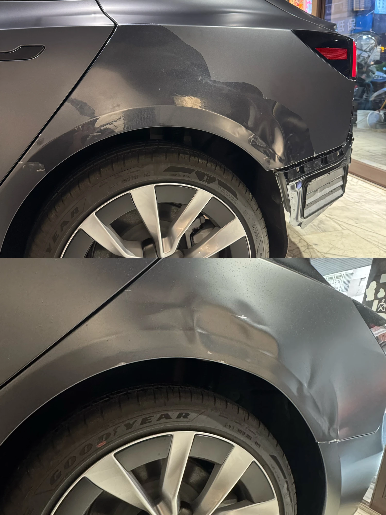 Tesla Model 3後葉子板凹痕