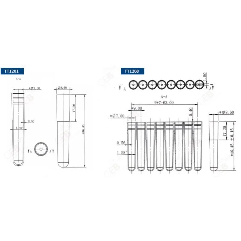GEB：1.2ML 样品管单管,8联管,管盖