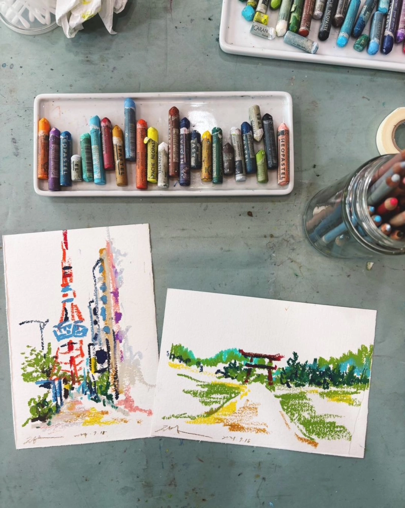 油性粉彩油畫