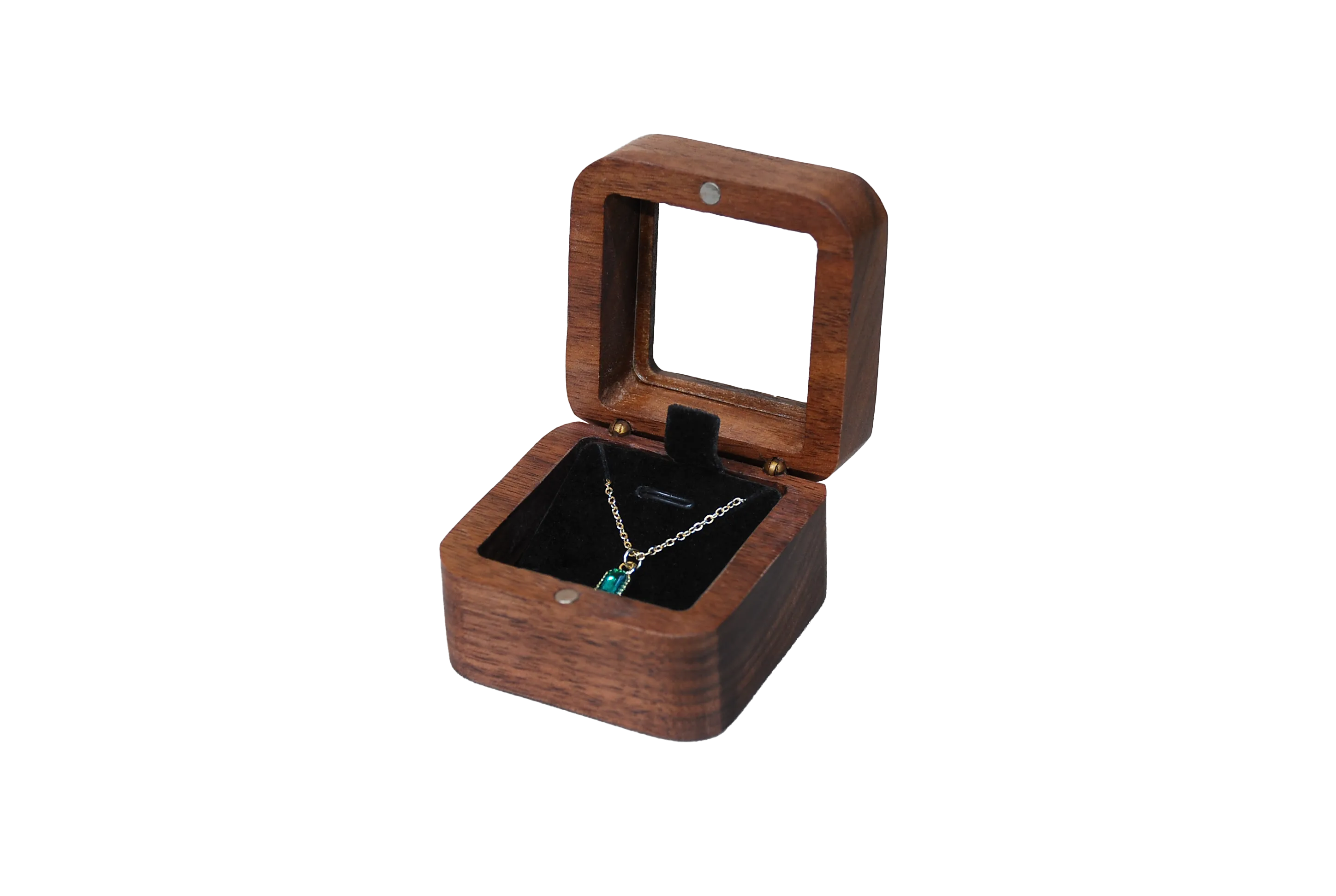 開窗方型北美胡桃項墜盒