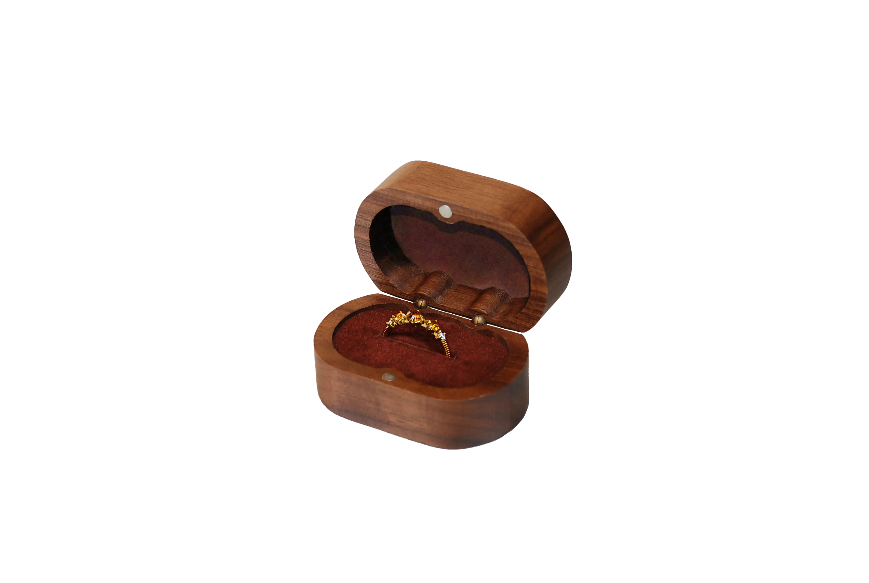 實木橢圓北美胡桃單戒盒