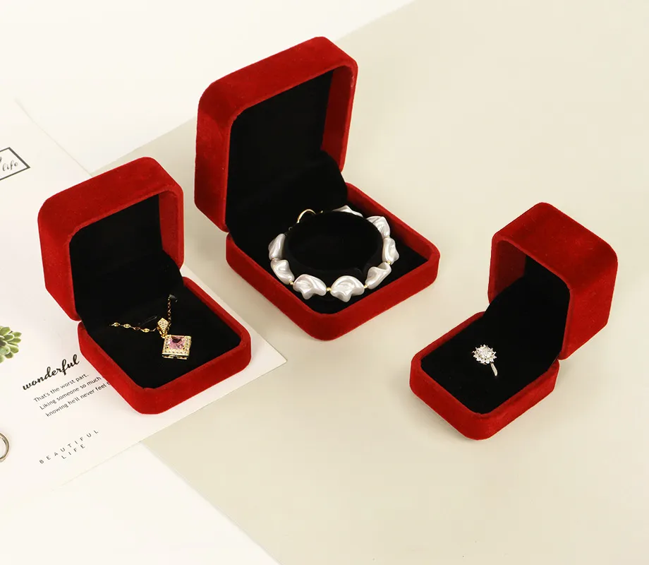 方形絨布戒指耳釘盒(小)