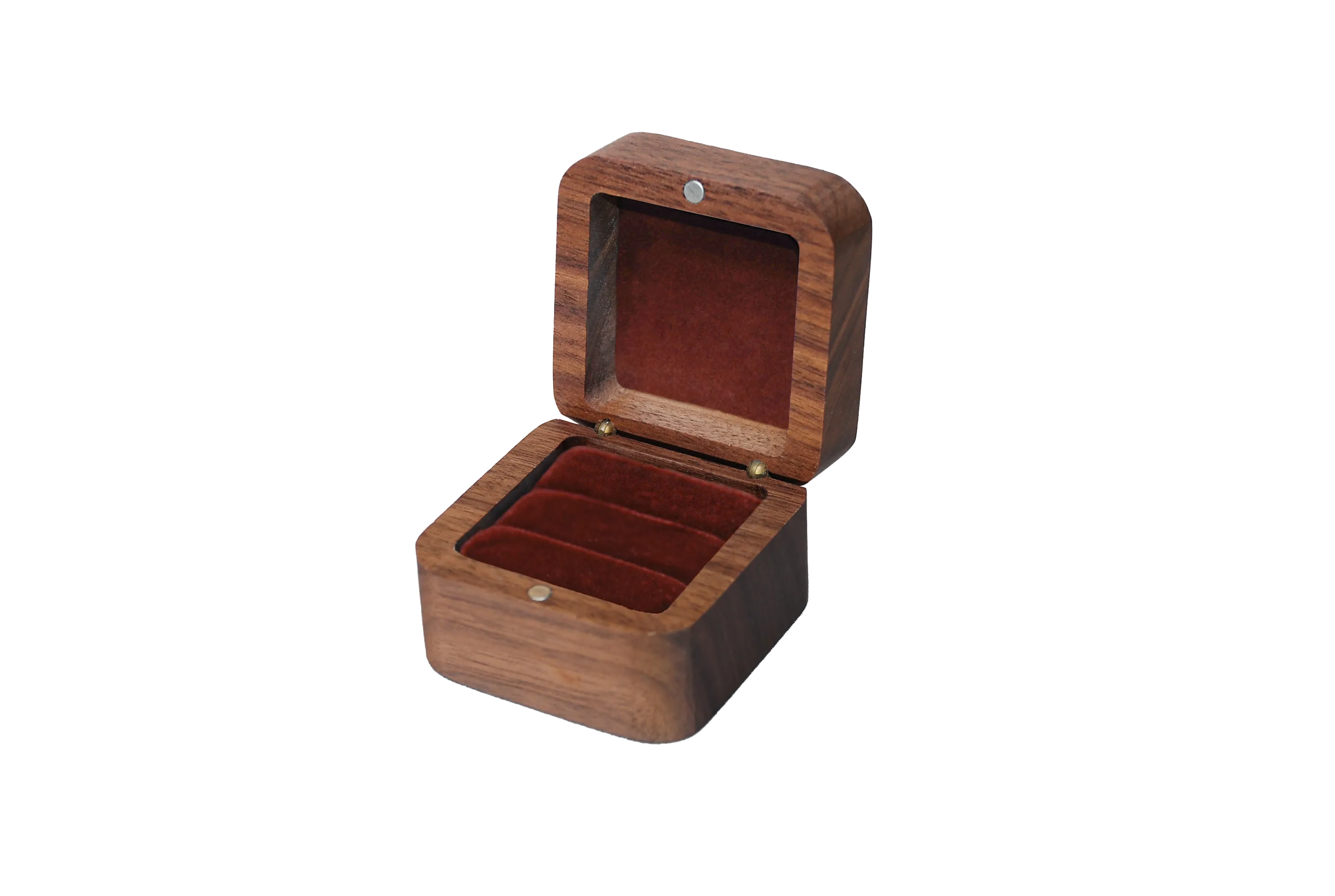 實木方型北美胡桃雙戒盒